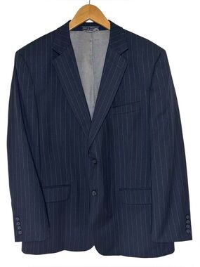 Vintage Haspel Mens 44R Charcoal Pinstripe Wool Blazer Sport Coat Classic